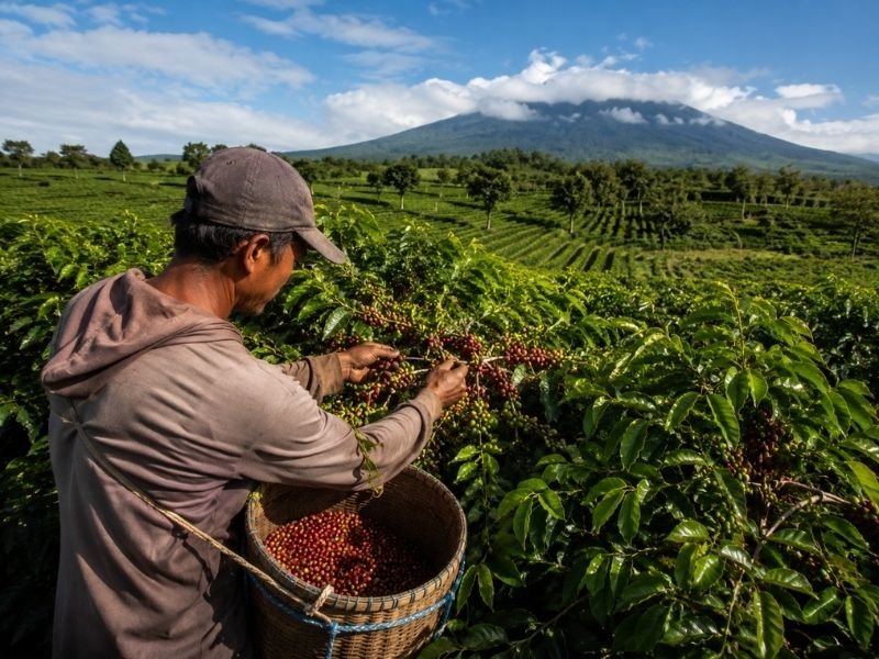 Pusu coffee plantation Mount Tambora